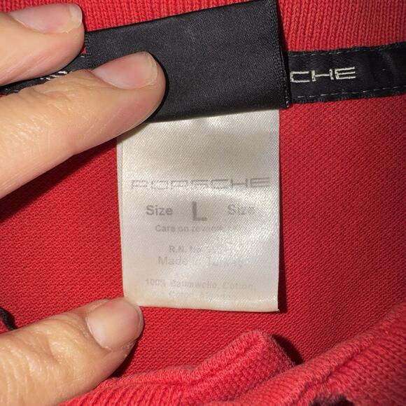 VINTAGE Porsche Polo Short Sleeve Shirt Red Embroidered Logo Mens L READ DESCRIP - Picture 3 of 11